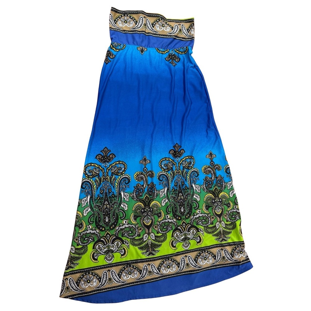 Venus Strapless Maxi Dress Or‎ Skirt. Women's M Blue Boho Tube Vacation Beach